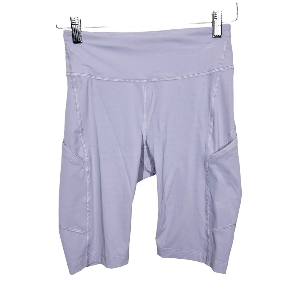 Outdoor Voices Womens Light Purple Lavender High Rise Biker Shorts Pockets